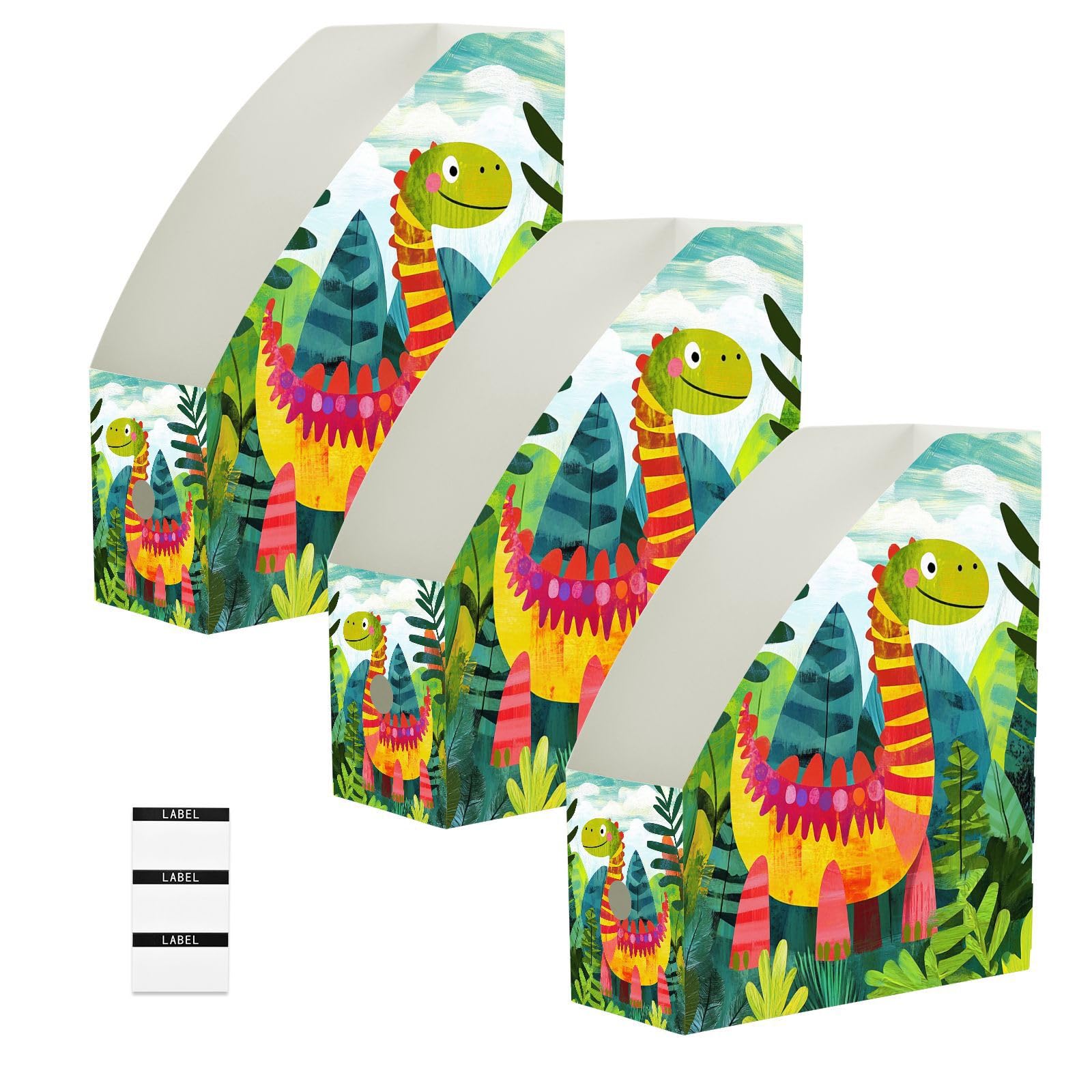 Boîtes de rangement pliables pour magazines style dinosaure 23x30 cm lot de 6