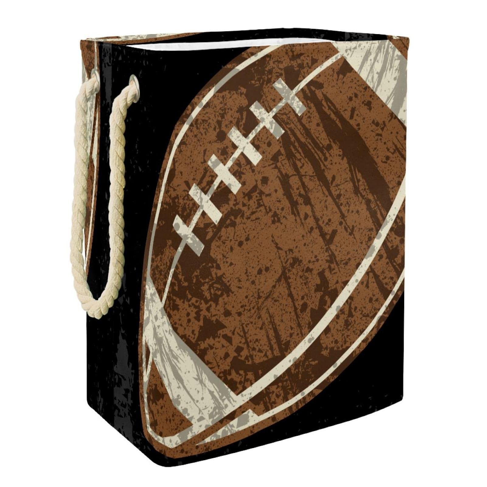 Vintage Old Football Piłka nożna Sportowa Piłka Kosz na pranie Duże spersonalizowane kosze na pranie z uchwytami, ubrania do przechowywania w sypialni, łazience, akademiku