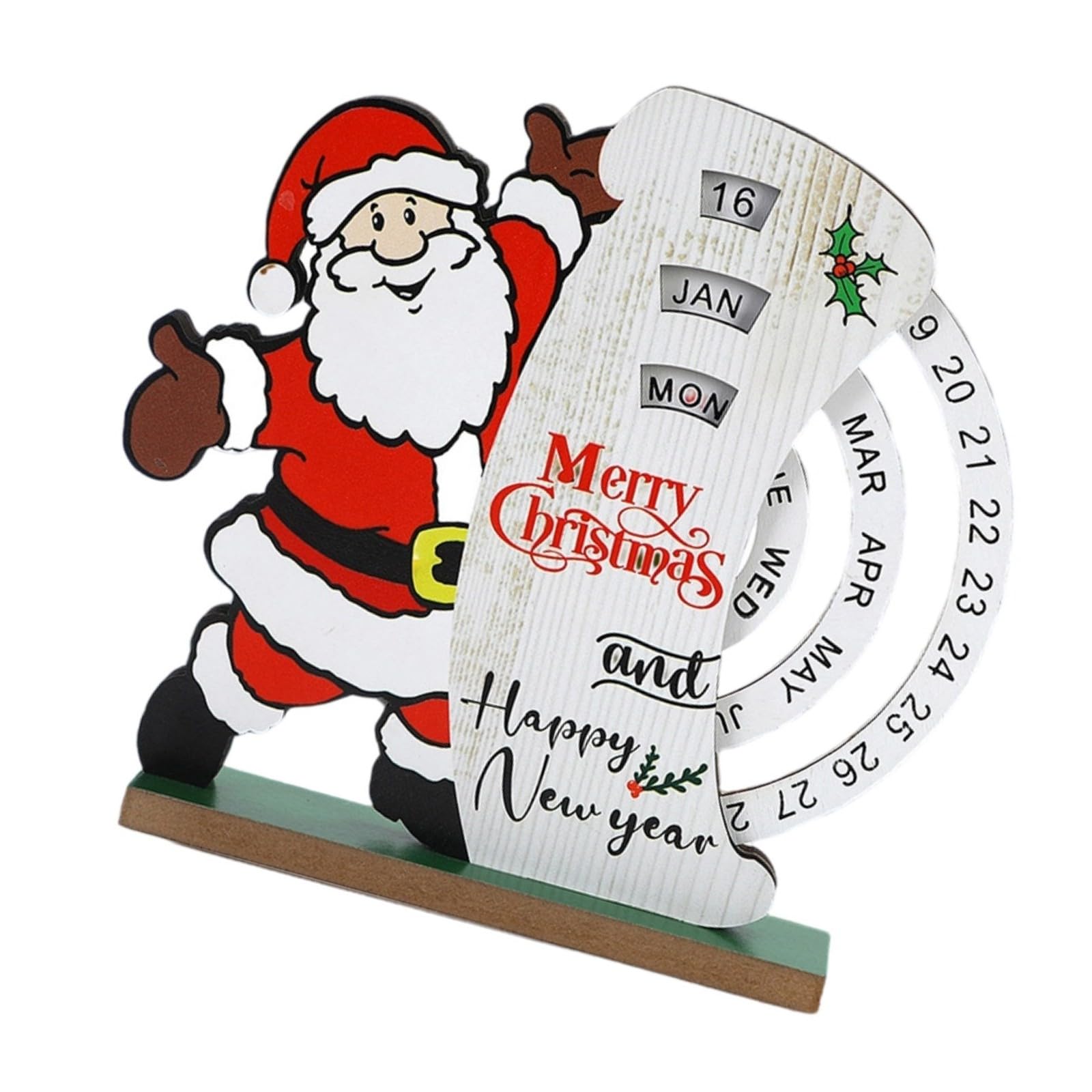 Tsophreniq Wood Christmas Advent Calendar Manual Rotating Holiday Countdown Calendar for Living Room Tabletop Mantels Decoration Family Christmas Activity