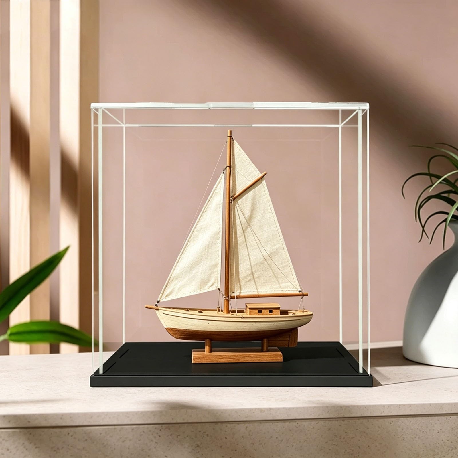 HDYZJQ Clear Countertop Acrylic Display Case for Collectible/Toy, Stackable Storage Containers & Dustproof Protection Showcase, Alternative Glass Display Box(20x20x20cm/8x8x8in)