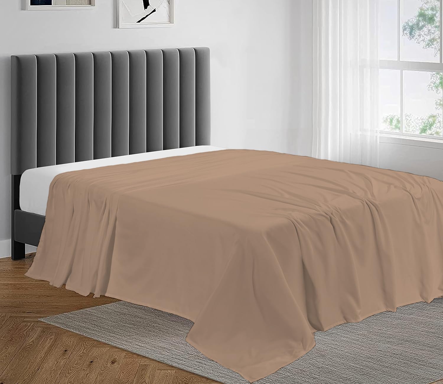 100% Egyptian Cotton Flat Sheet Super Soft 200 Thread Count Single, Double, King, Super King Flat Bed Top Sheets (Chocolate, Double)