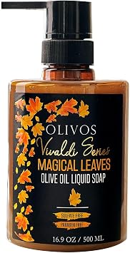 Olivos Vivaldi Serisi Doğal Büyülü Yapraklar Zeytinyağlı Sıvı Sabun - Bitkisel İçerikli, Doğal Cilt Bakımı, Hassas Ciltler İçin İdeal, 500 ml | Yoğun Nemlendirme ve Yumuşaklık (Büyülü Yapraklar)