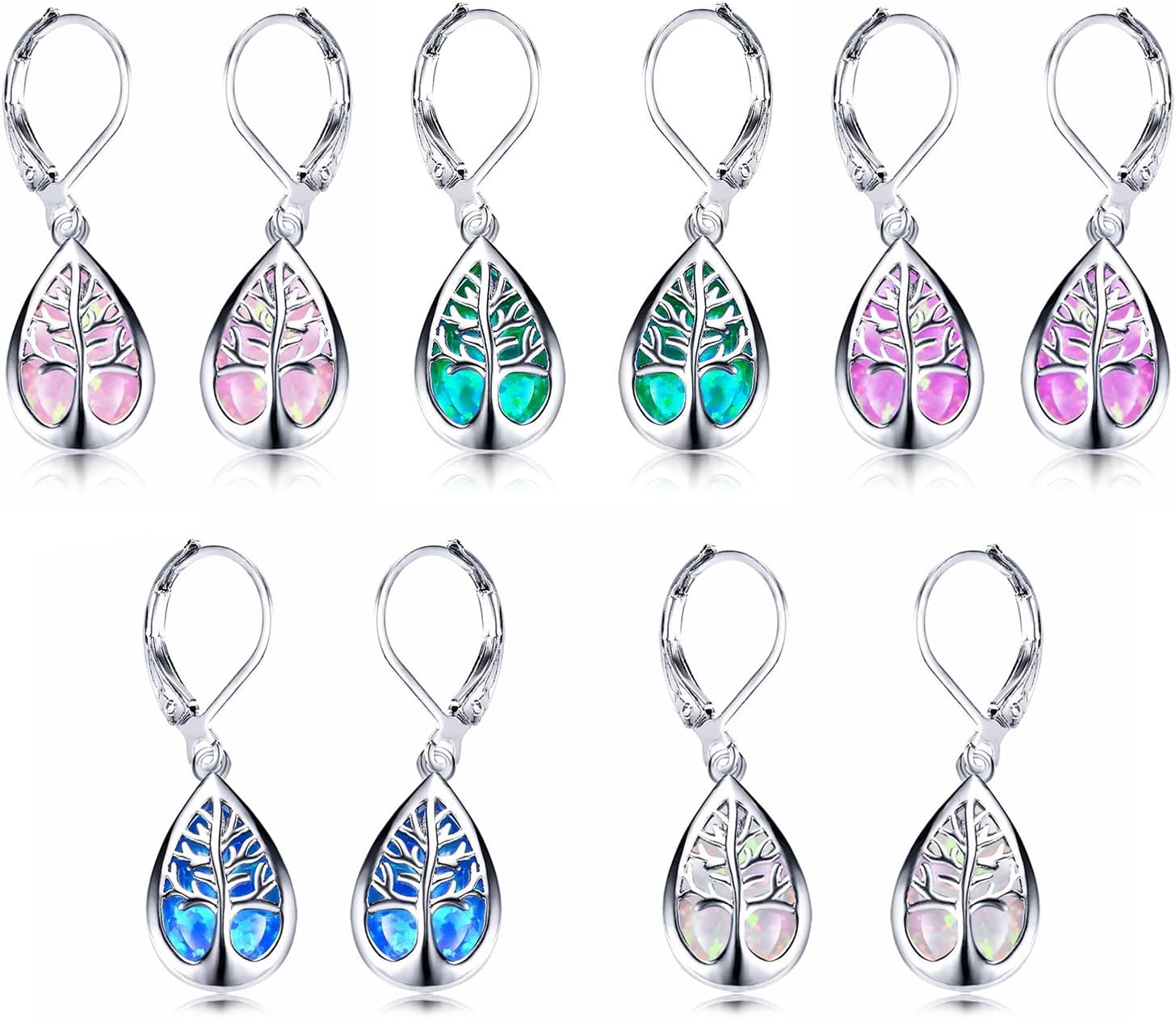 Tree of Life Earring Tree of Life Opal Dangle Drop Earrings for Women Hypoallergenic Opal Jewelry Gift