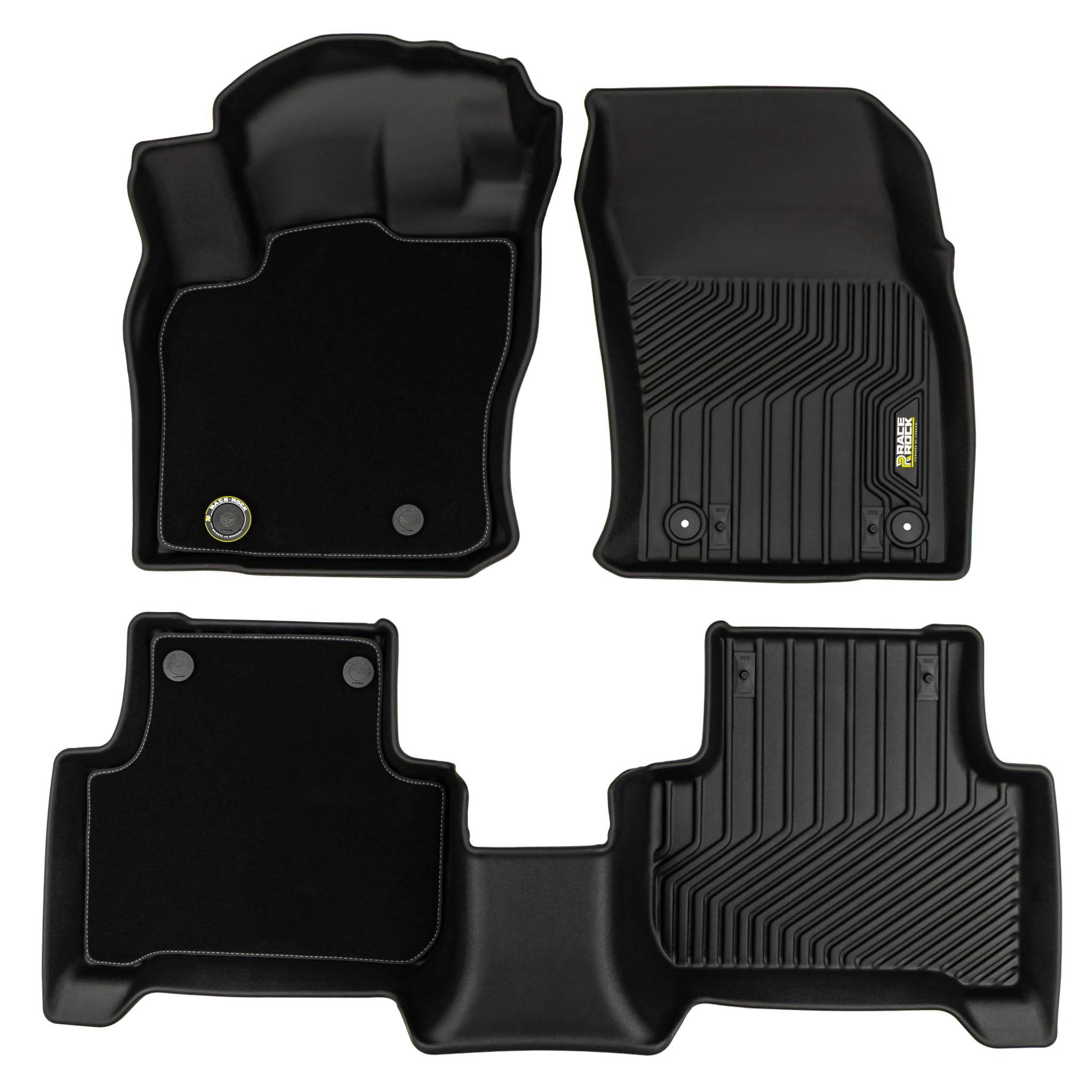 FROGUM Race Rock Alfombrillas para Coche 2 en 1 TPE + Terciopelo Alfombras para Volkswagen Tiguan II 2016-2024| Los Bordes Altos hasta 20cm