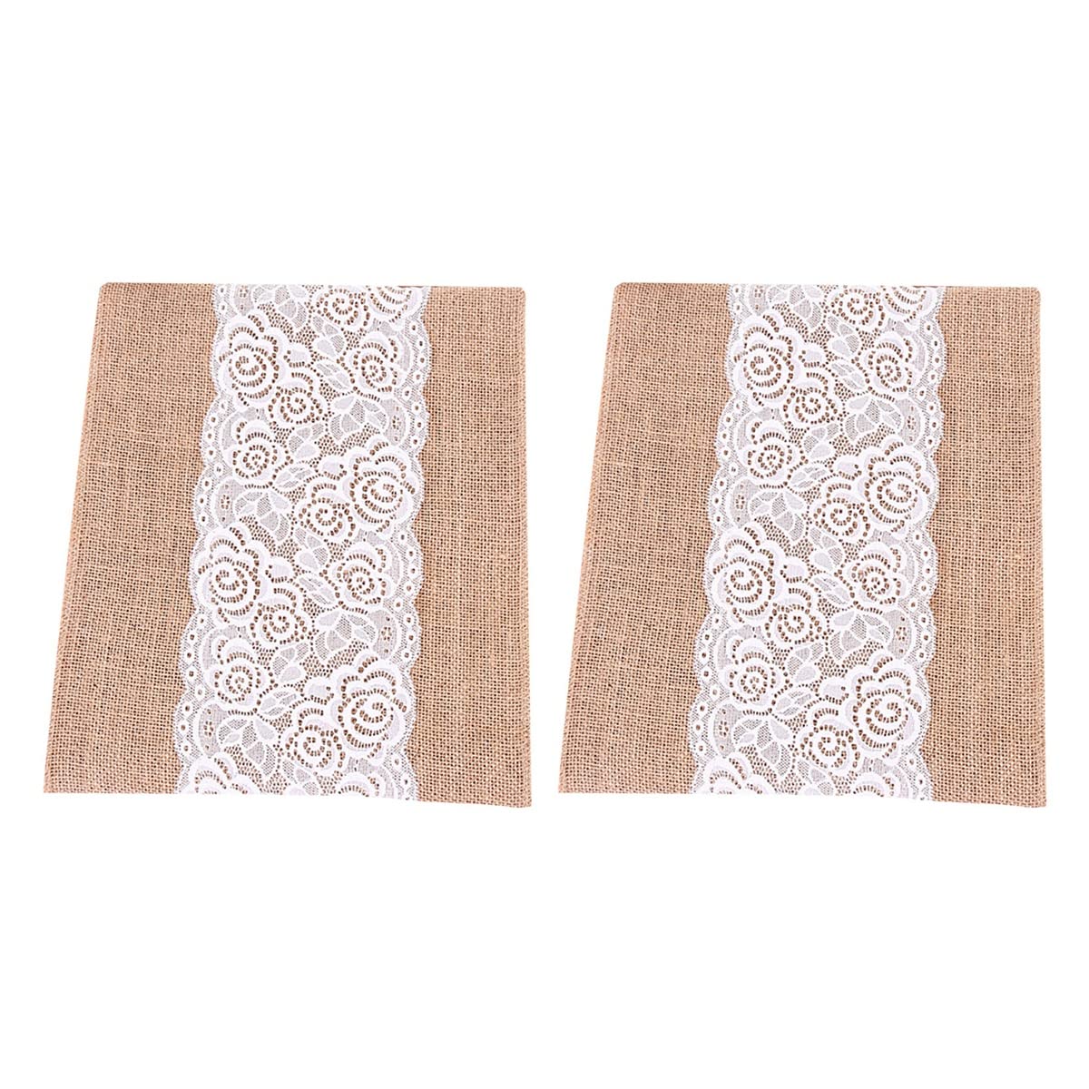 2/3/6 Pcs Jute Burlap Collection Kitchen Tabletop with Lace Table Runner Handmade Burlap Roll Linen Fabric Tablecloth Table Runner for Party Holiday Dinner Reception Wedding Decor Table