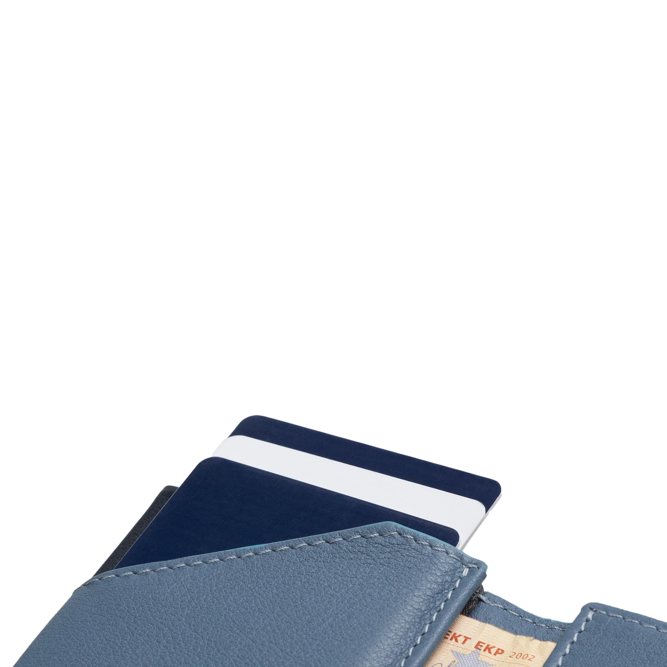 ROIK Cartera y Tarjetero para Hombre, Monedero para Mujer, Billetera Pequeña, Hasta 10 Tarjetas, 100% Piel, España - City Blue