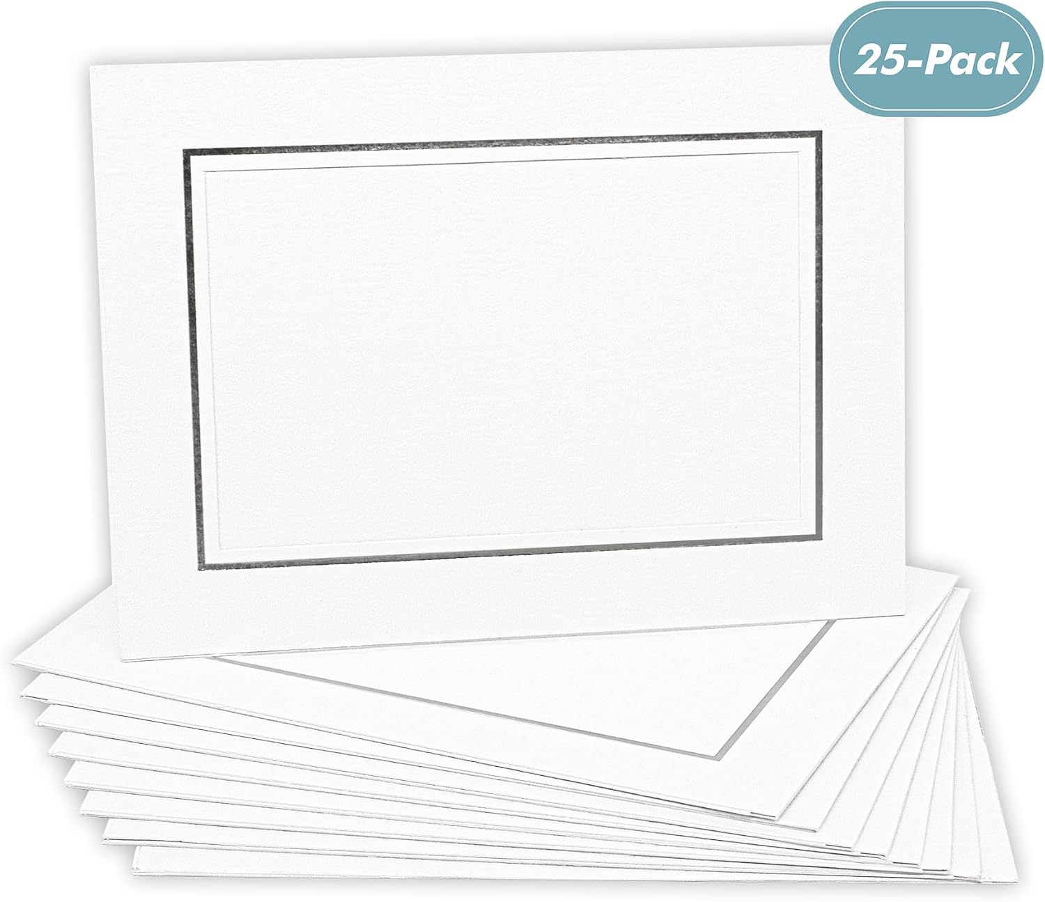Golden State Art, Pack Of 25, 4X6 Paper Picture Frames With Easel, Photo Frame Cards, Diy Cardboard (White Silver Lining)