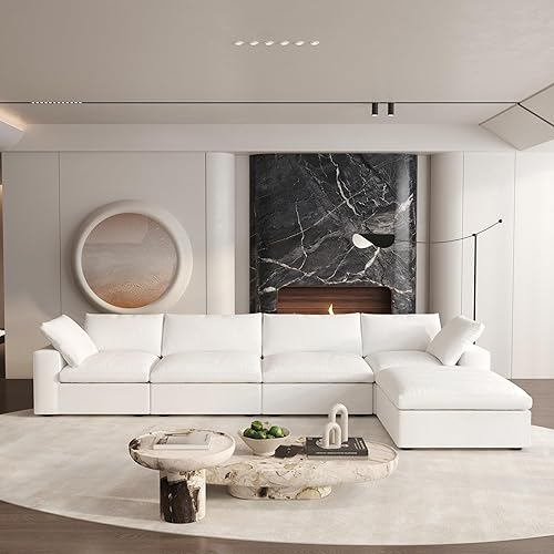 Cloud - Sofá modular modular con relleno de plumón de 160.6 pulgadas, cómodo sofá en forma de L para sala de estar, sofá minimalista ancho profundo disponible en Yaxa Colombia