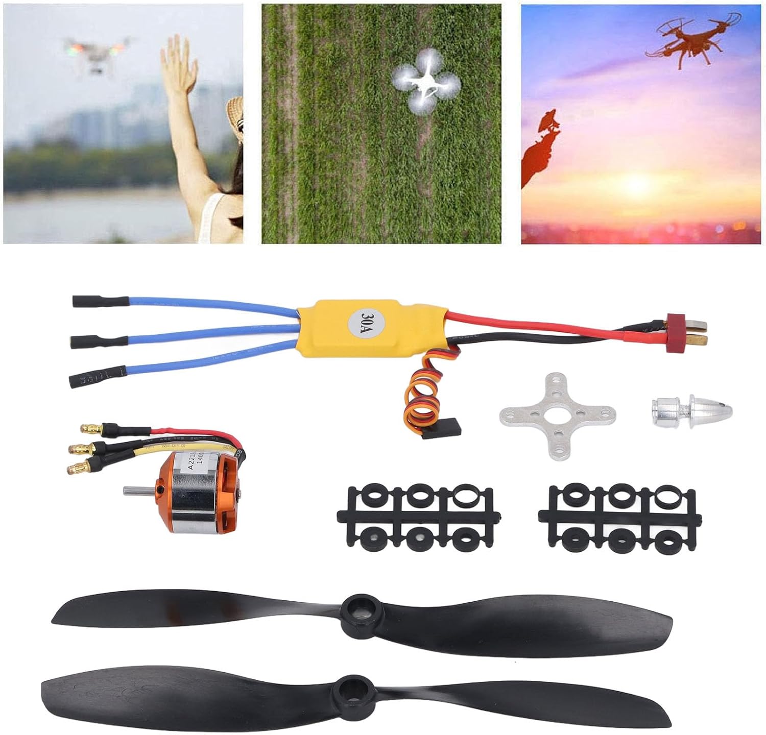 Walfront Drone Motor ESC Kit High Speed 1400KV Brushless Motor A2212 30A ESC 10T for 550 RC Quadcopter Aircraft Multicopter Kit