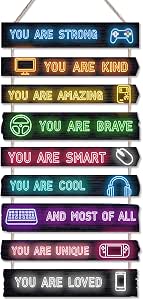 Game Room Decor for Boys, 9-Piece Gaming Wall Art with Inspirational Quotes