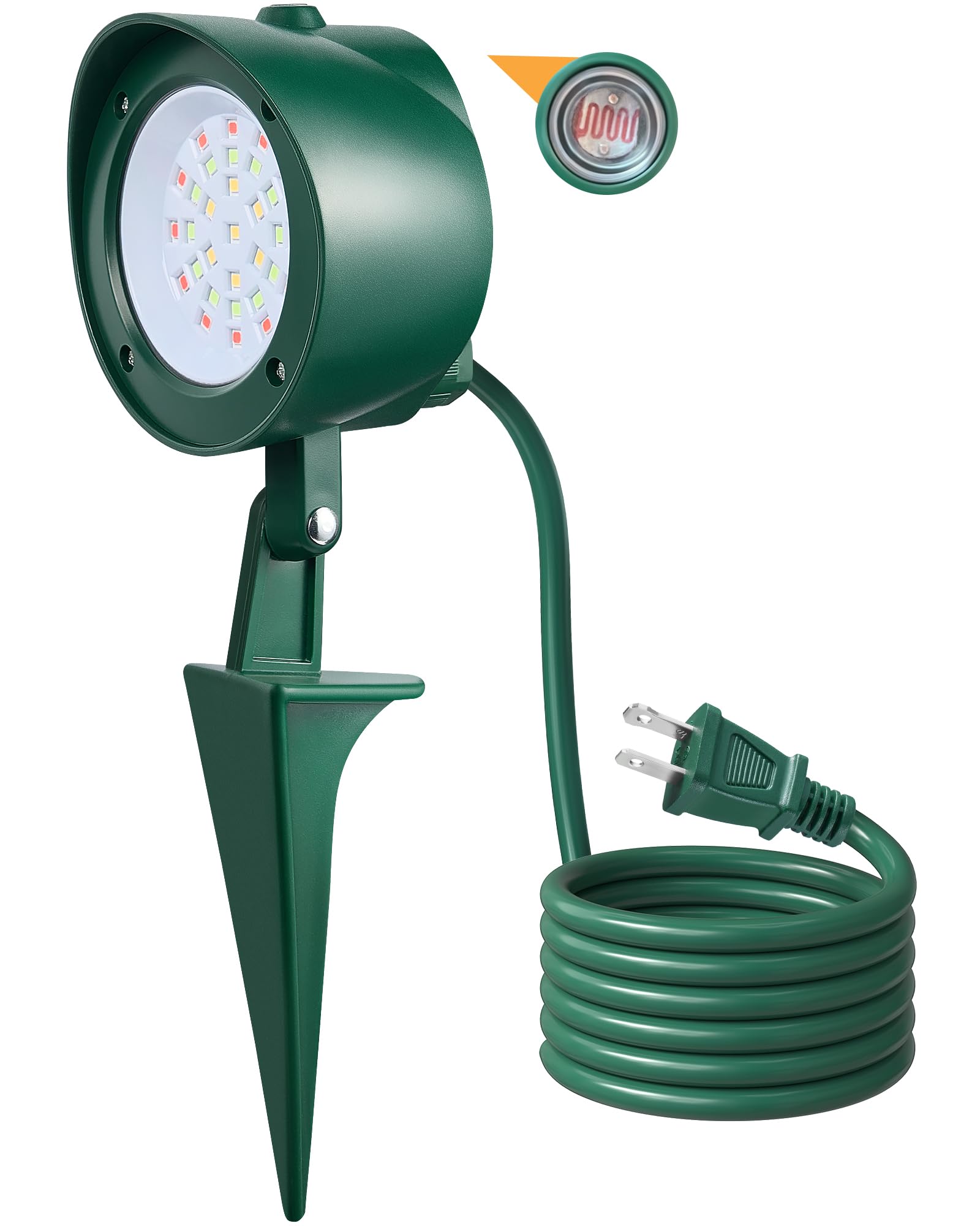 SURAIELEC Dusk to Dawn Christmas Spotlight Outdoor, Red & Green Decorative LED Landscape Spotlights with Timer, 6000K Daylight Waterproof Flood Lights for Yard, Tree, Flag, Holiday Decor, ETL Listed