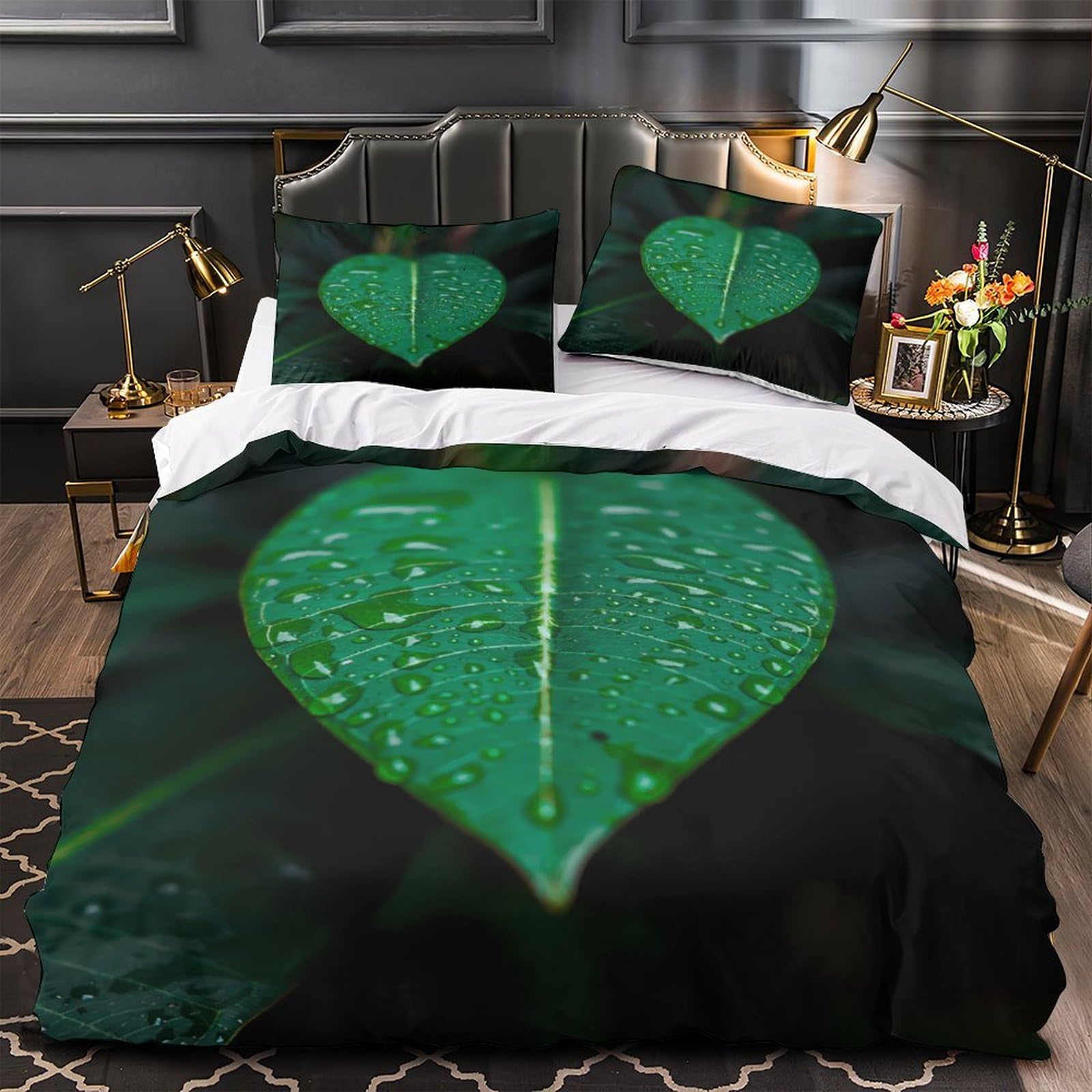 Housse de couette photographie de nature impression 3D verte en microfibre