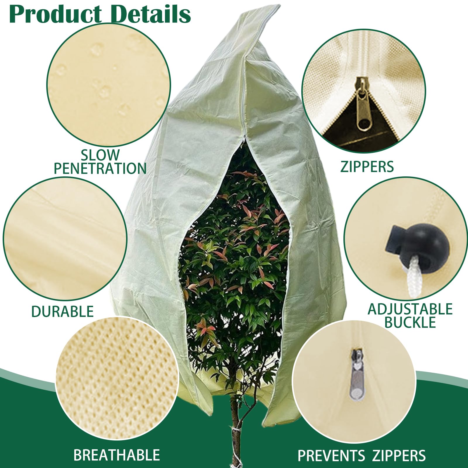 Lot de 2 Voile Hivernage Plante Exterieur, Protection Hivernale Respirante avec Fermeture Éclair pour Arbres en Pot Olivier Palmiers (Blanc,250 * 360cm (1 PCS))