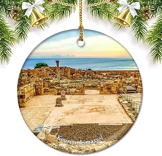 Kourion Limassol Cyprus Christmas Ornaments for Tree Ceramic Pendant Double Sided Ornament Decor Xmas Gifts Porcelain Travel Souvenirs