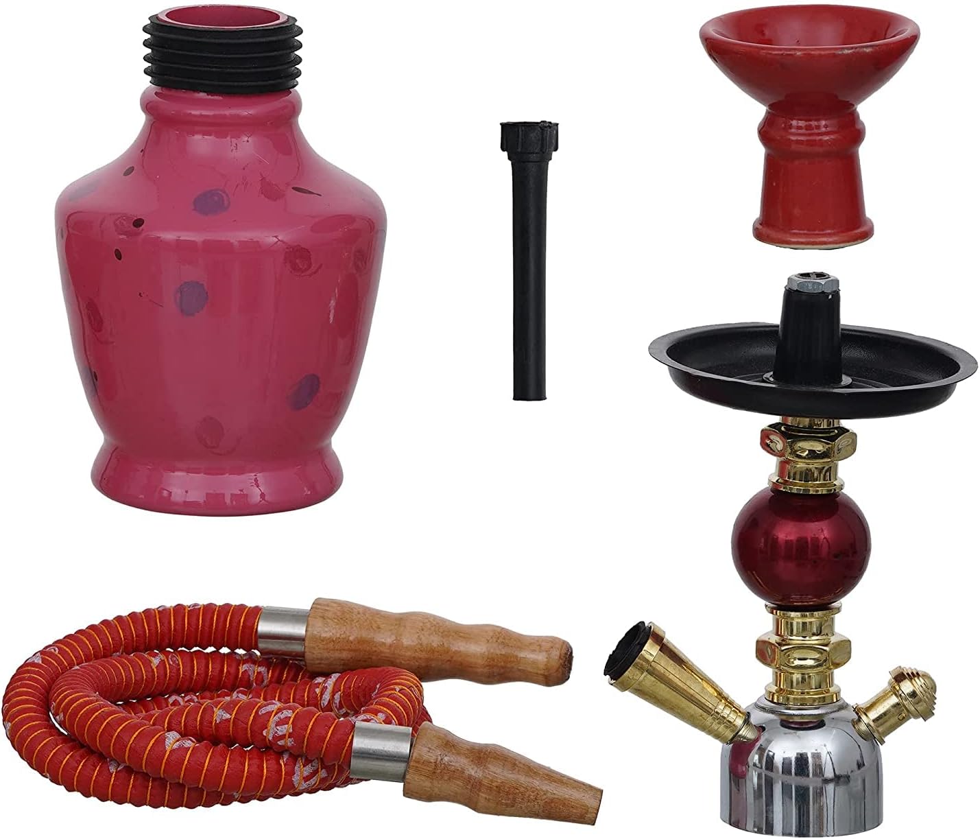 Premium Designer Crystal Petite Style Hookah Set ( 13 Inches, Pink)