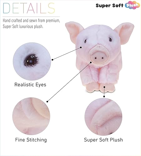 Miniatura 2 de DolliBu - Cerdo de peluche – Cerdo en cuclillas abrazable de felpa suave, adorable juguete de peluche de cerdo rosa, lindo regalo de vida agrícola