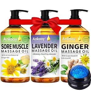 3 Pack Massage Oil for Massage Therapy Sore Muscle Arnica Oil Relaxing Lavender Oil Ginger Oil Lymphatic Drainage