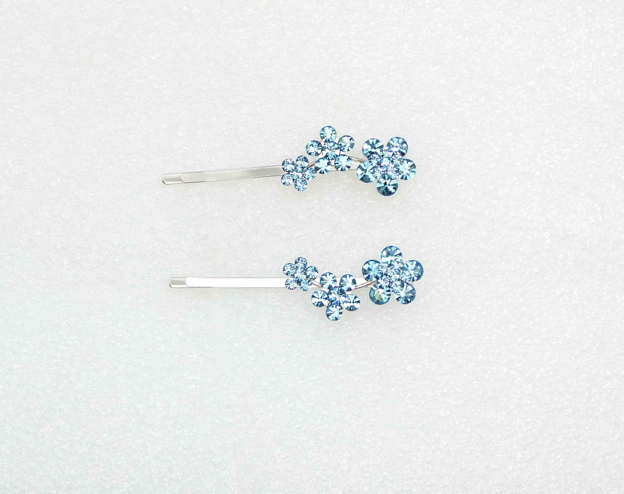 Faship Un par de horquillas para el pelo con diseño floral de cristal aguamarina, 2 unidades