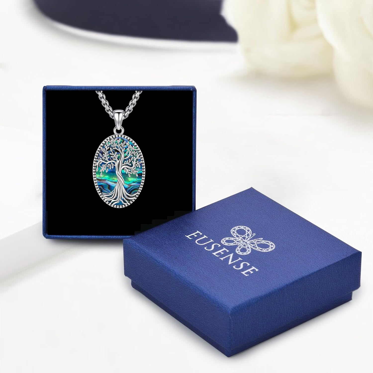 Eusense 925 Sterling Silver Abalone Pendant Necklace for Women Men - Urn Locket Cremation Jewelry That Holds Pictures - Image 5