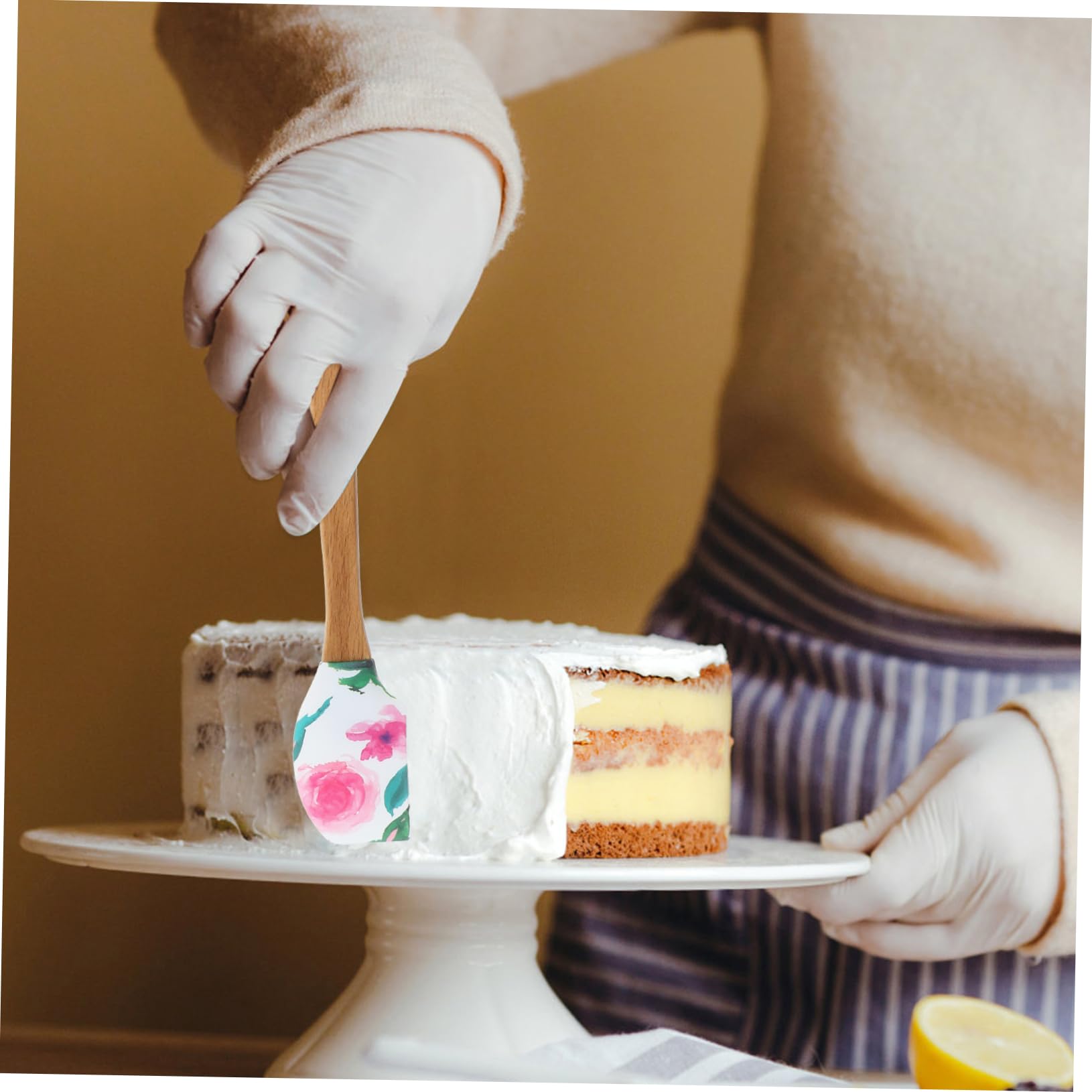 Cabilock 3 Juegos Espátula De Silicona Crema De Pastel Raspador De Pasteles Aplicador Silicona Espatula Esparcidor De De Espátula Para Hornear Madera 2 Piezas * 3