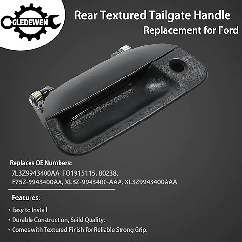 Miniatura 3 de Manija exterior de puerta trasera, compatible con Ford F150 F250 F350 F450 F550 Super Duty 01-05 Ford Explorer Sport Trac 1997-2007, con orificio