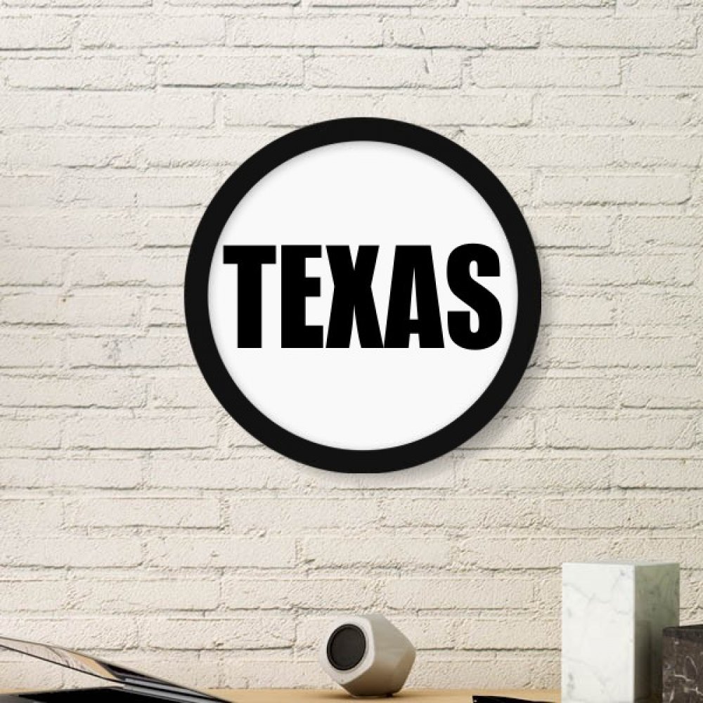 Cadre photo ronde en bois noir peinture Texas Ville art mural