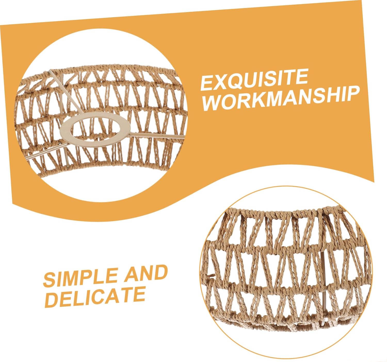 MAGICLULU Large Wicker Lamp Shade Vintage Ceiling Light Shade Rope Lampshade Cover