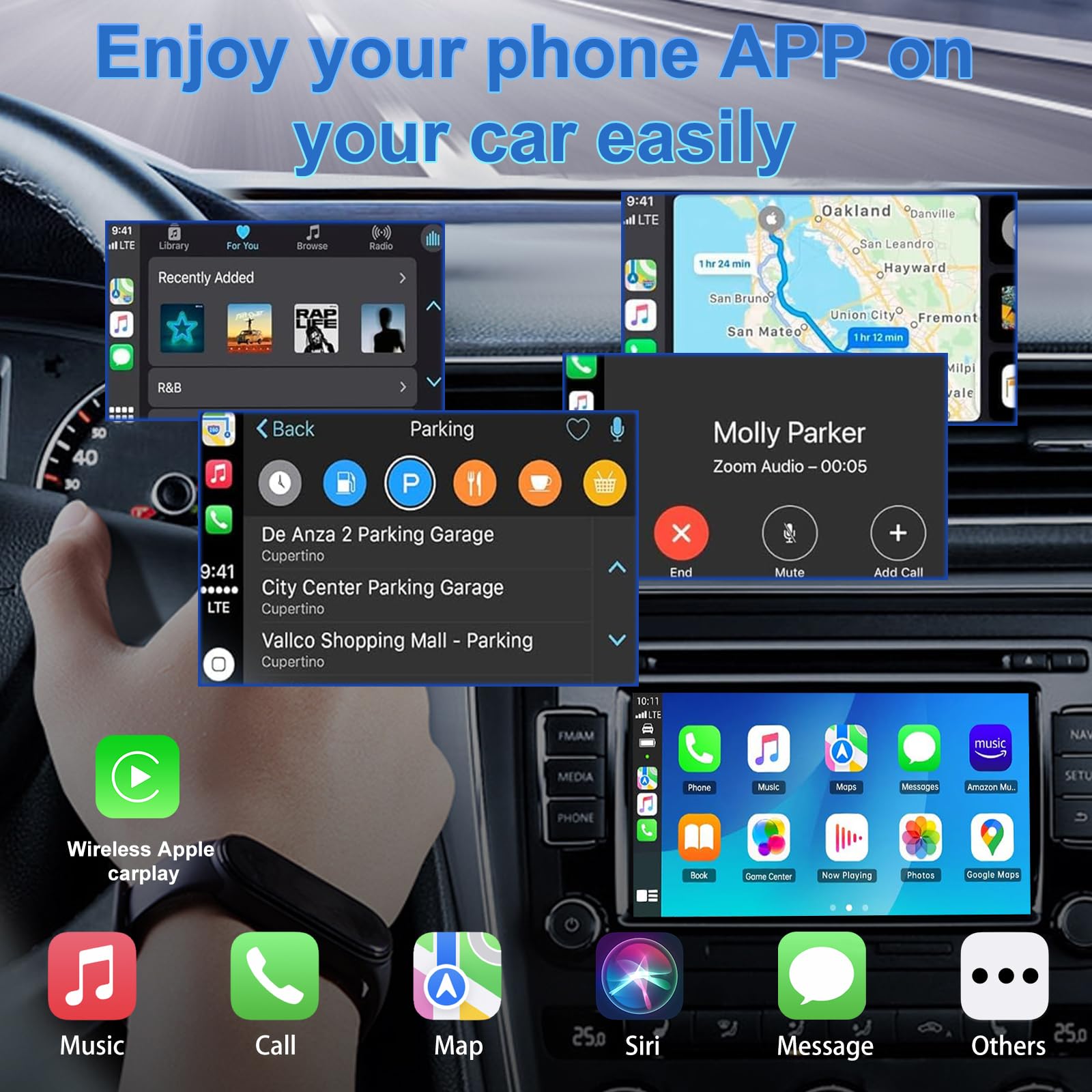 Bezprzewodowy adapter CarPlay, Android Auto Wireless, stabilny, szybki, kompatybilny z iPhone iOS 10+ i Android 11+, do pojazdów z CarPlay