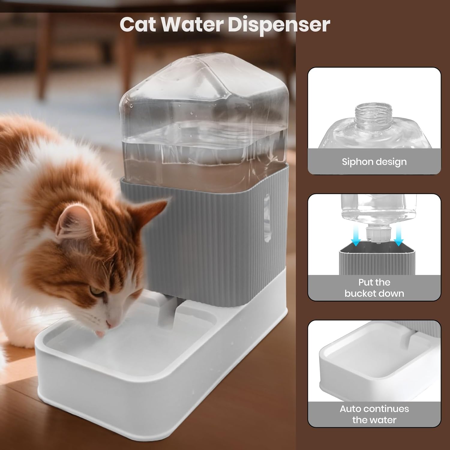 Automatic Cat Feeder and Water Dispenser - Dog Water Bowl Dispenser Gravity Pet Food Bowls for Small Big Medium Dog Cats Kitten Puppy Large Capacity 2 Pack (119oz)