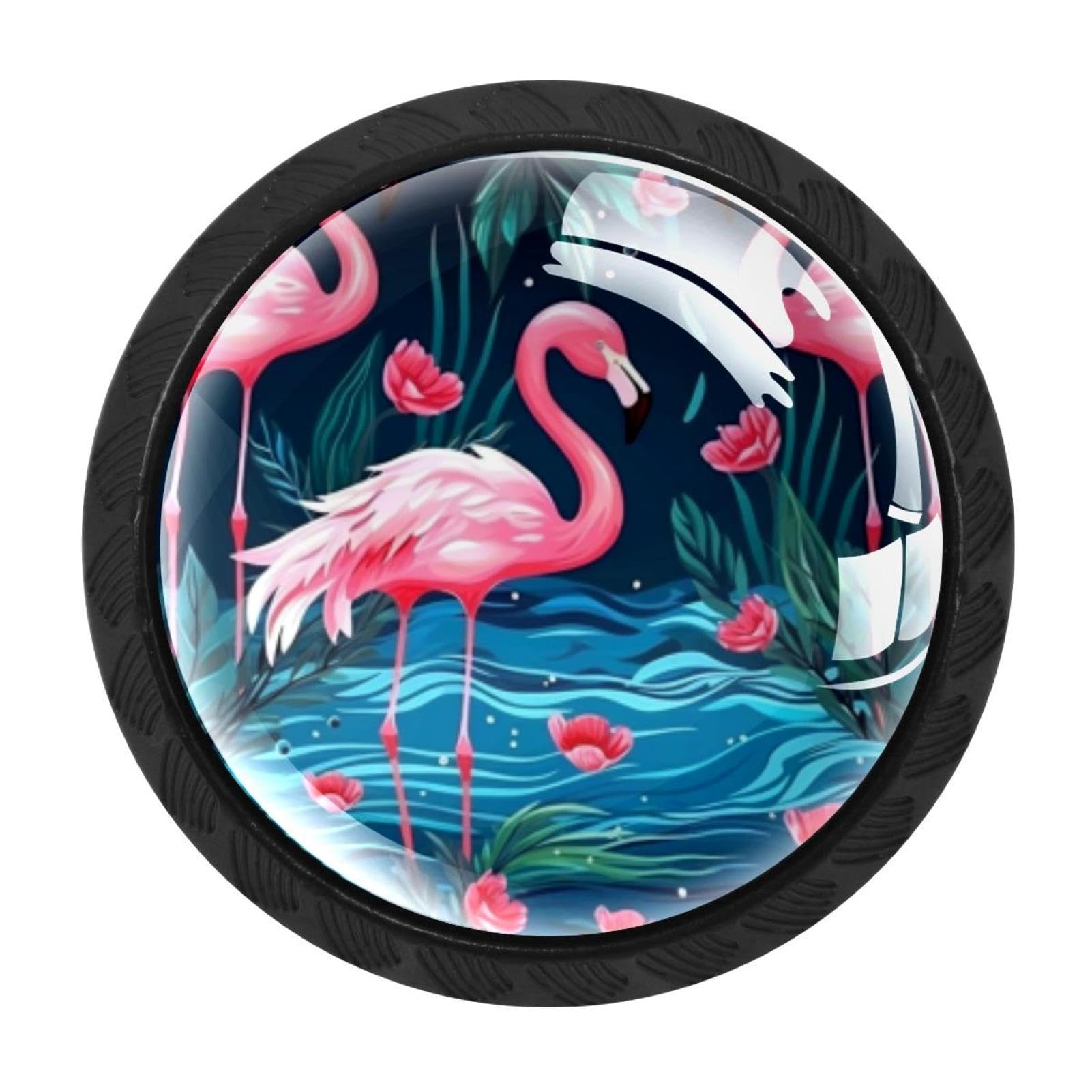 Chenzzzz Multicolored 18 Flamingo Rainforest Drawer Knobs 4 Pack Crystal Dresser Knobs 35Mm Glass Cabinet Knobs For Home Office Bathroom