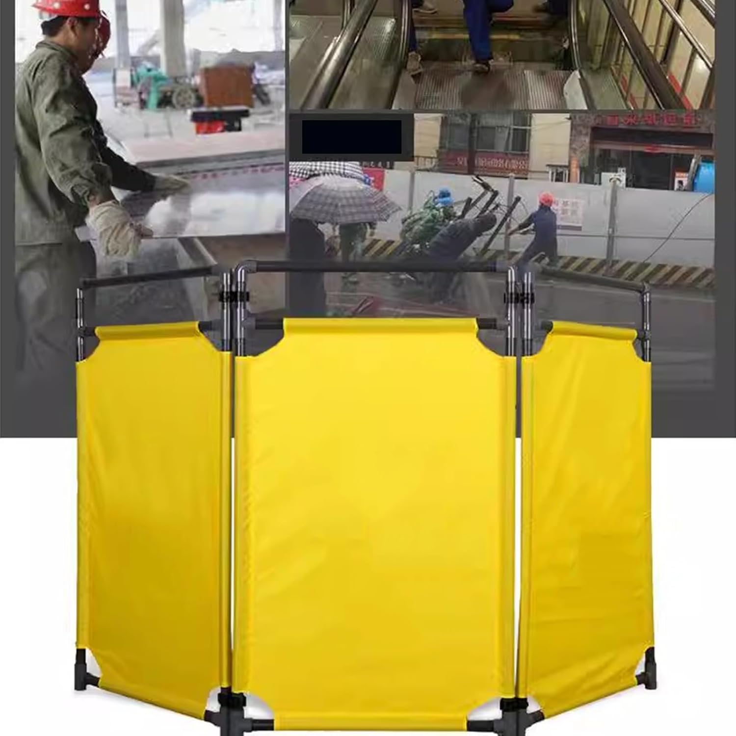 Portable Retractable Yellow Traffic Barricade - 3-Panel Crowd Control Gate with Do Not Enter Sign for Outdoor Event Safety Security and Traffic Management Solutions