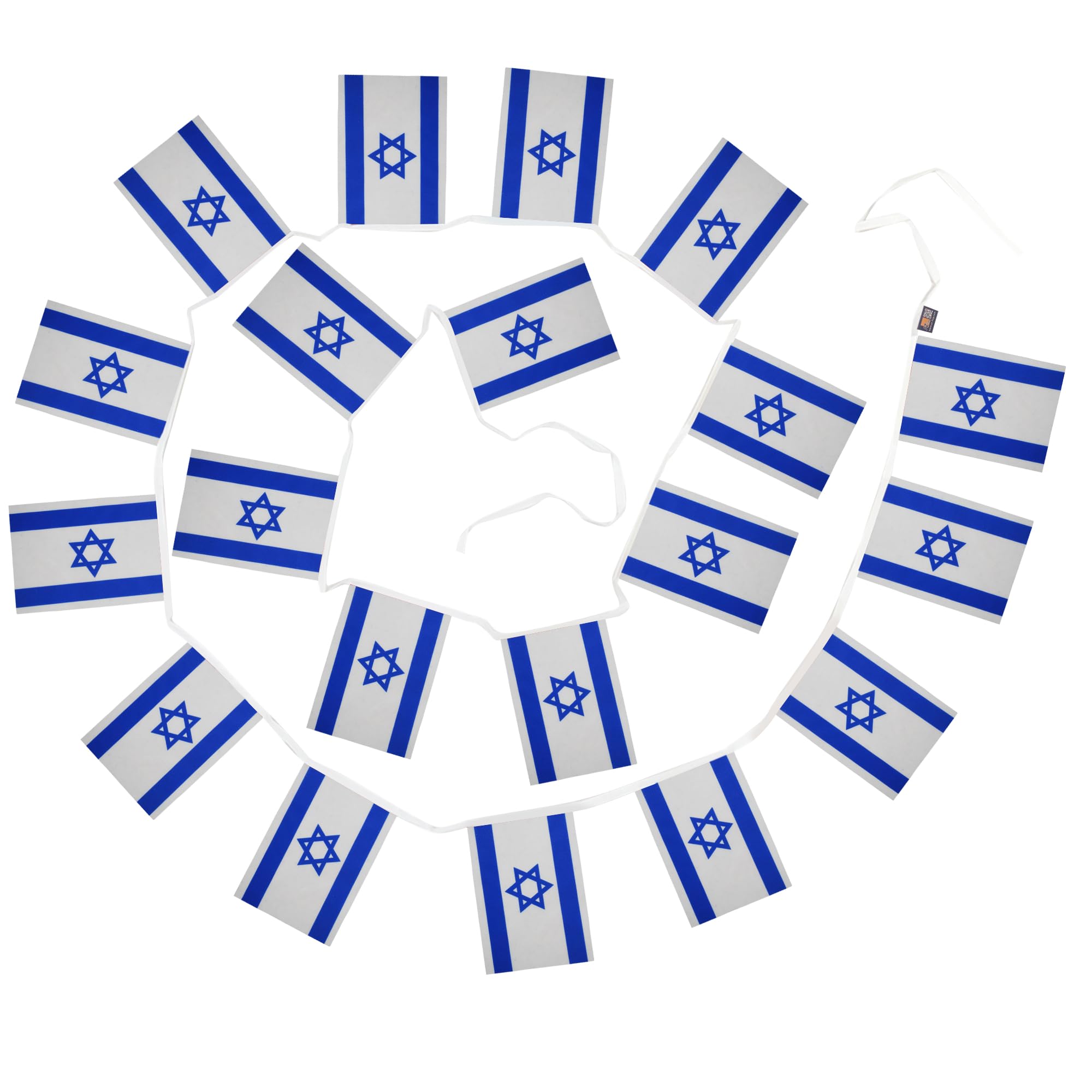 AZ FLAG Guirnalda 6 Metros, 20 Banderas de Israel 21x15 cm, Bandera Israelí 15 x 21 cm - Banderines — view 6