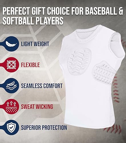 Miniatura 6 de Exxact Sports Baseball Chest Protector - Youth Padded Compression Shirt, Softball Chest Protector Football Sternum Protection