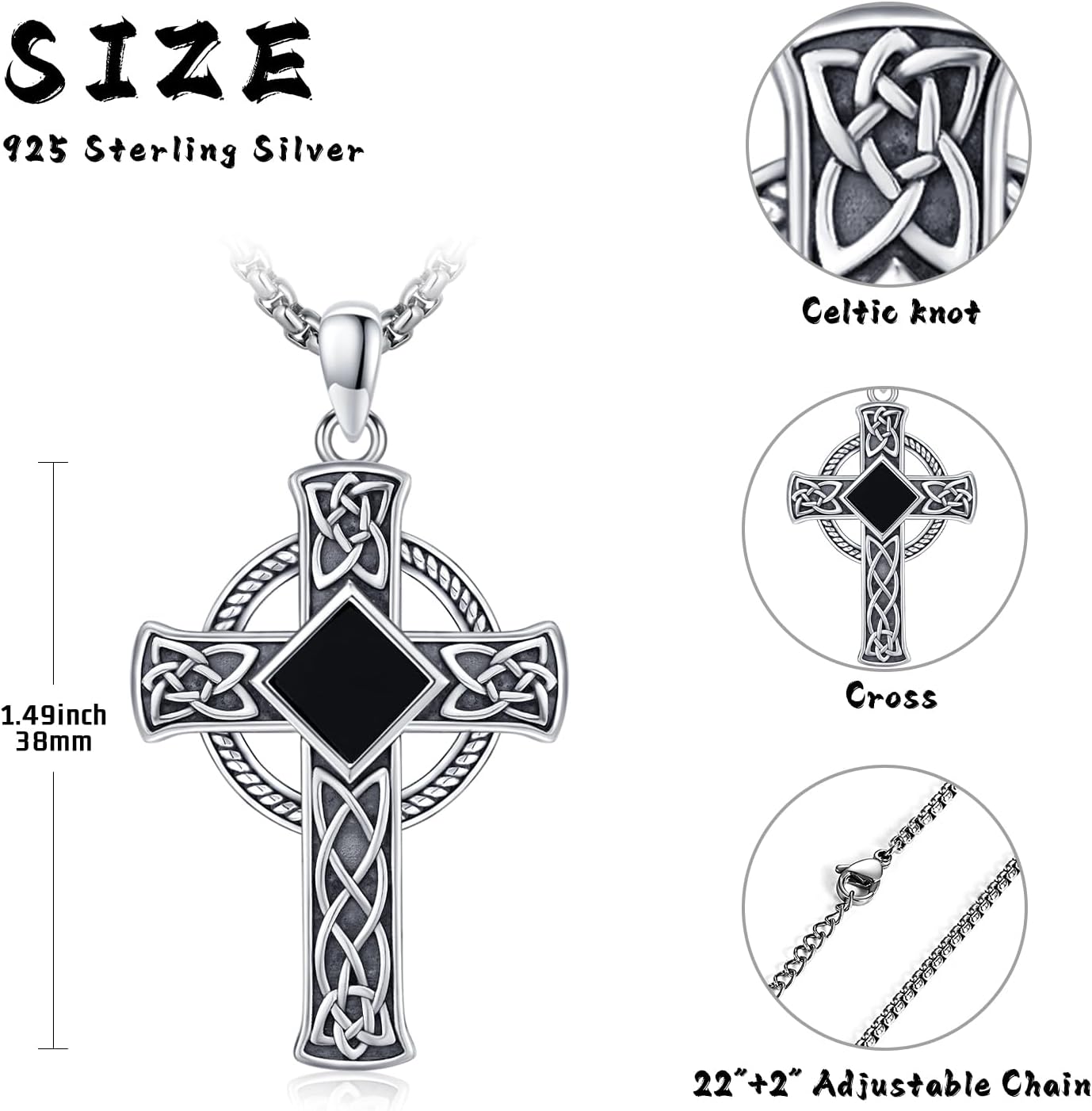 Cross Necklace 925 Sterling Silver Cross Religious Pendant Jewelry Gifts for Women Men - Image 6