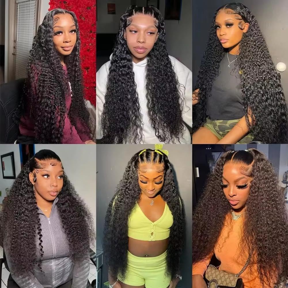 Haarpflege 13X4X1 HD Spitze Frontal Perücke Für Frauen Schwarz Tiefe Welle Vorgezupft Mit Baby Haar Cosplay Täglich