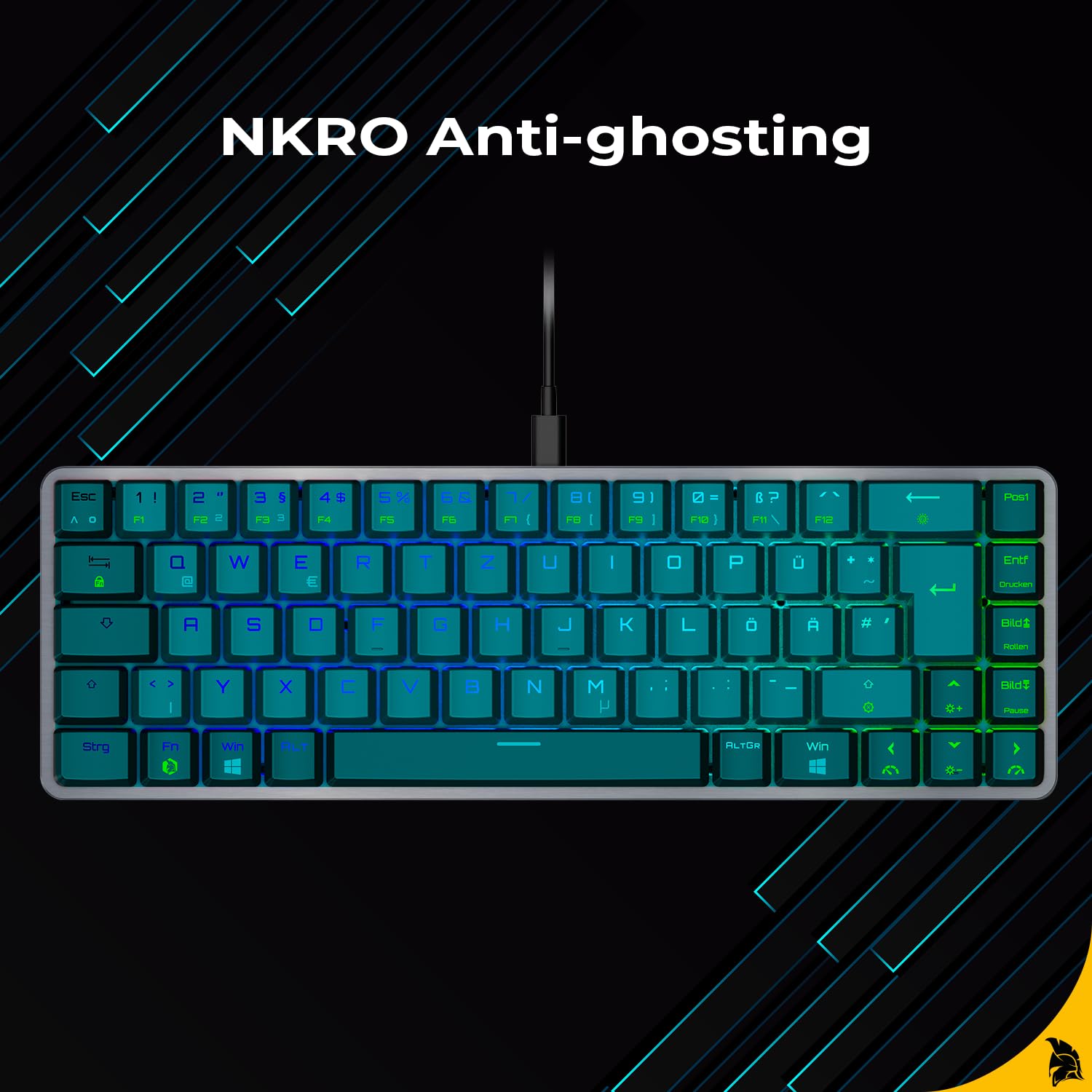 EMPIRE GAMING K241 - Smukła, niskoprofilowa aluminiowa kompaktowa mechaniczna klawiatura gamingowa DE (QWERTZ), przewodowa odłączana USB-C 69 klawiszy MX Red, RGB 24 efekty, NKRO, kompatybilna z PC/P5