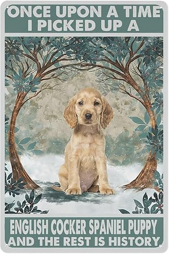 Letrero de metal vintage Border Collie para decoración de pared, arte para colgar, Once Upon A Time Picked Up A Puppy And The Rest Is History, arte