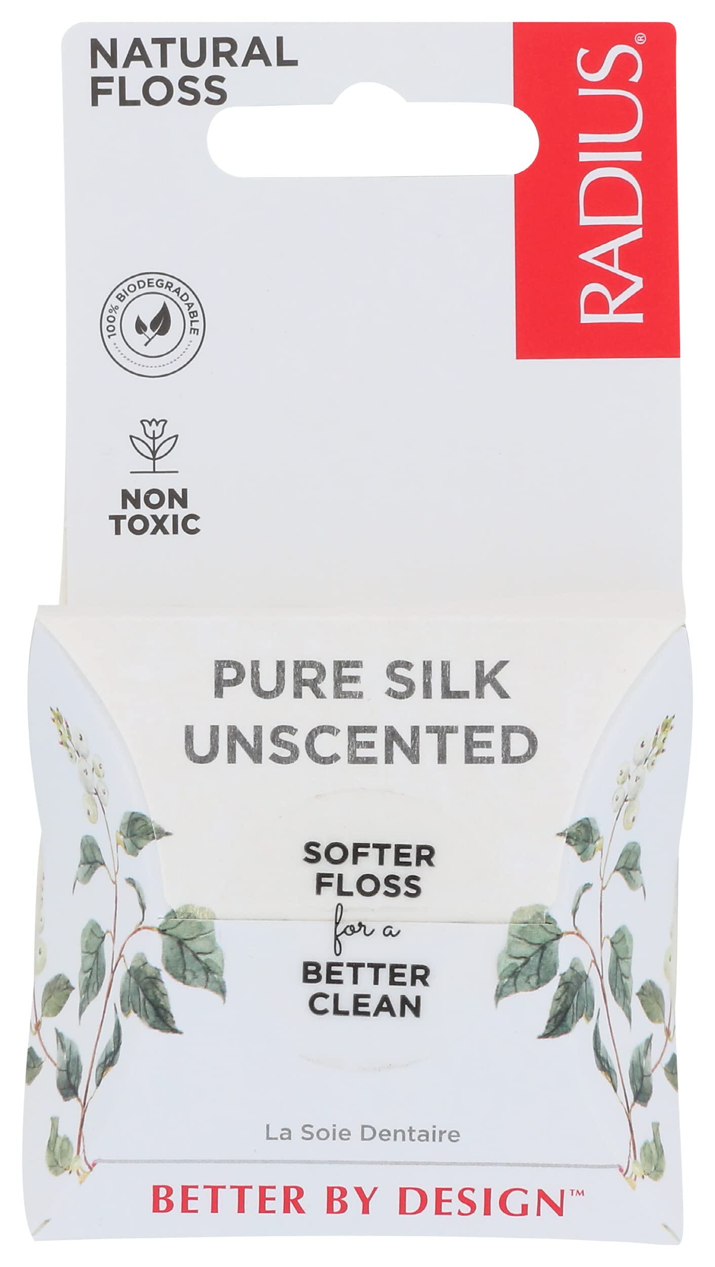 RADIUS - Natural Biodegradable Silk Floss, Soft and Smooth for Total Tooth and Gum Protection (33 Yrd)