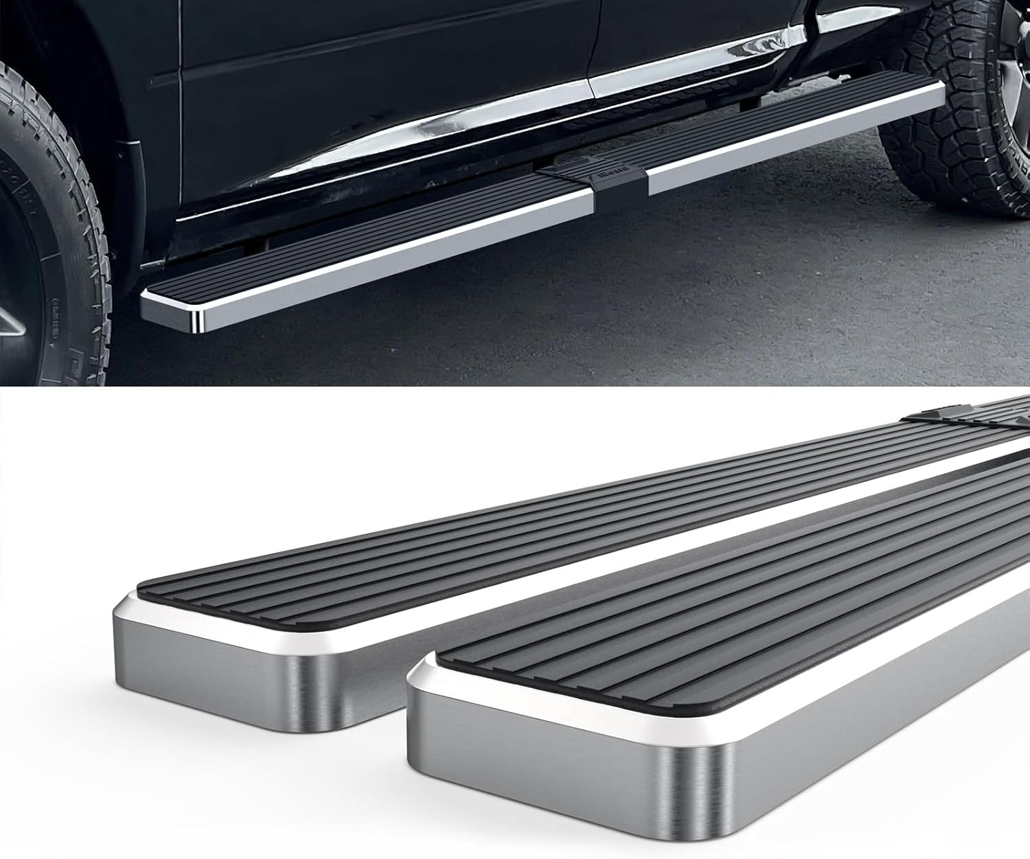 Wheel-to-Wheel HD Ridez Board 5" Stainless Steel Polished Compatible with Dodge Ram 1500 2009-2018 Quad Cab 6.5ft Bed (Nerf Bar Side Steps Side Bars)