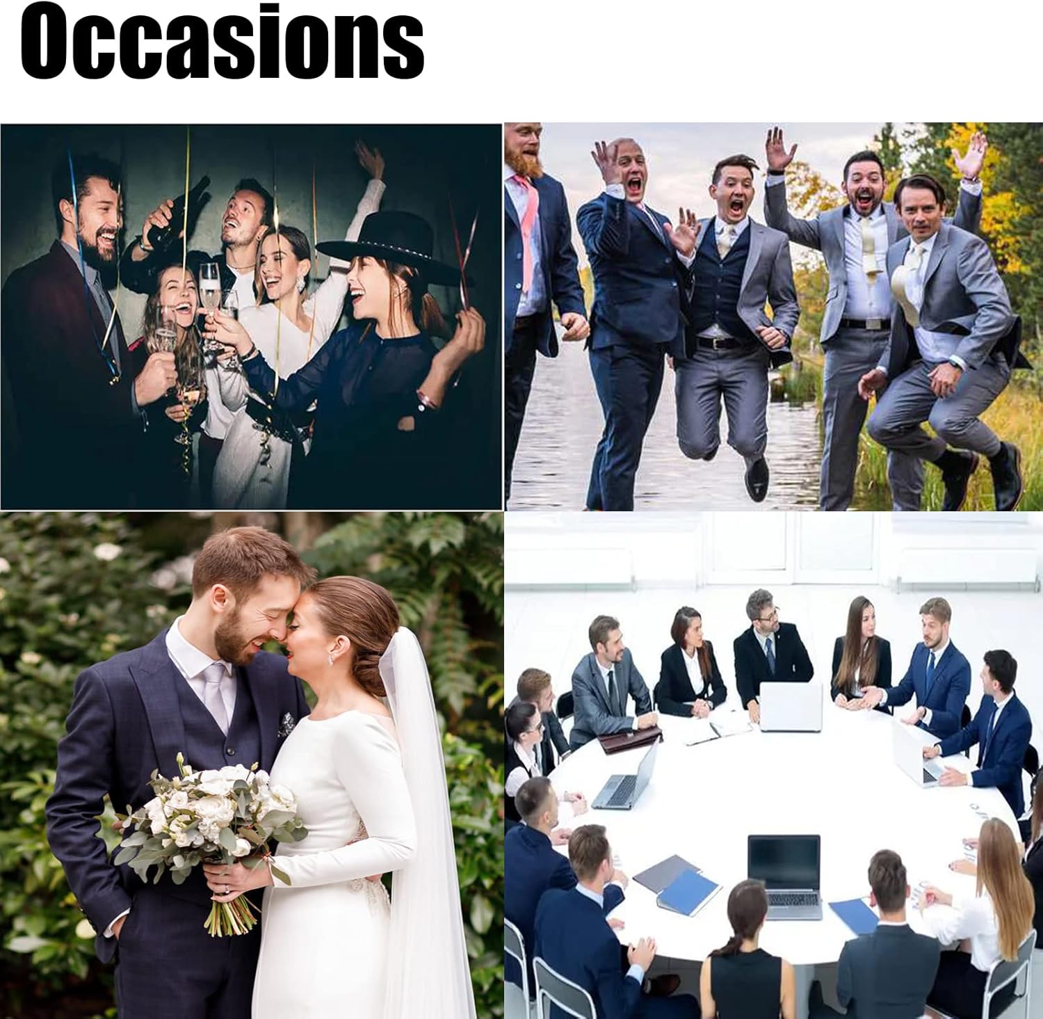 Men Suit Slim Fit 2 Piece Solid 2 Button Business Suits Blazer Wedding Prom Tuxedo for Men Suit Jacket Pants with Tie - Image 7