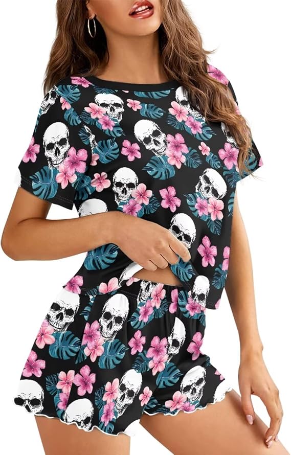 Womens Pajamas Set Cute Plus Size Loungewear for Lady With Pockets Holiday Pjs