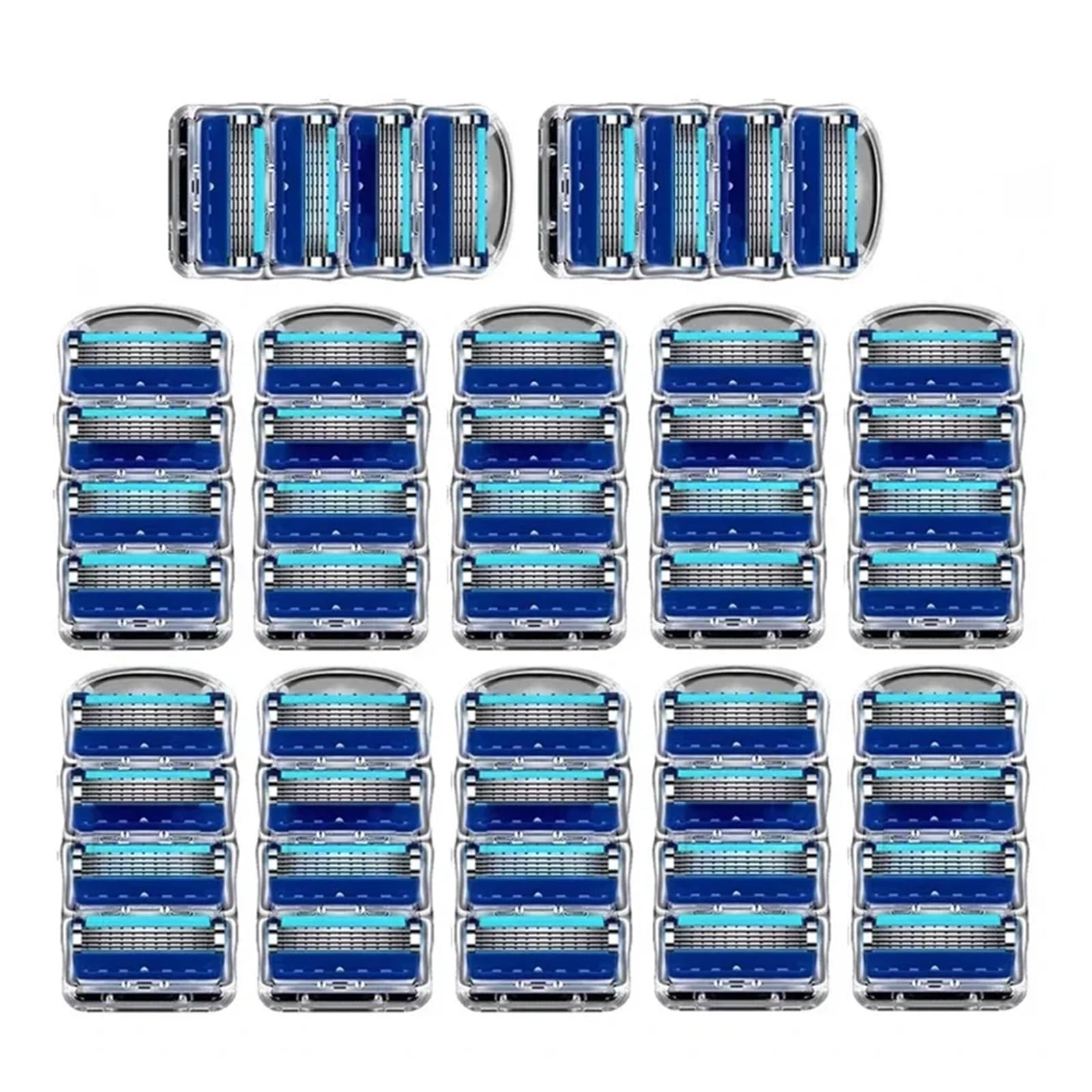,Compatibile con lame for rasoio fusion e sostituibili | Colore blu, protezione for la pelle a 5 rasoi classica Testa di rasoio a 5 strati for lame di rasoio(48 pcs blue)