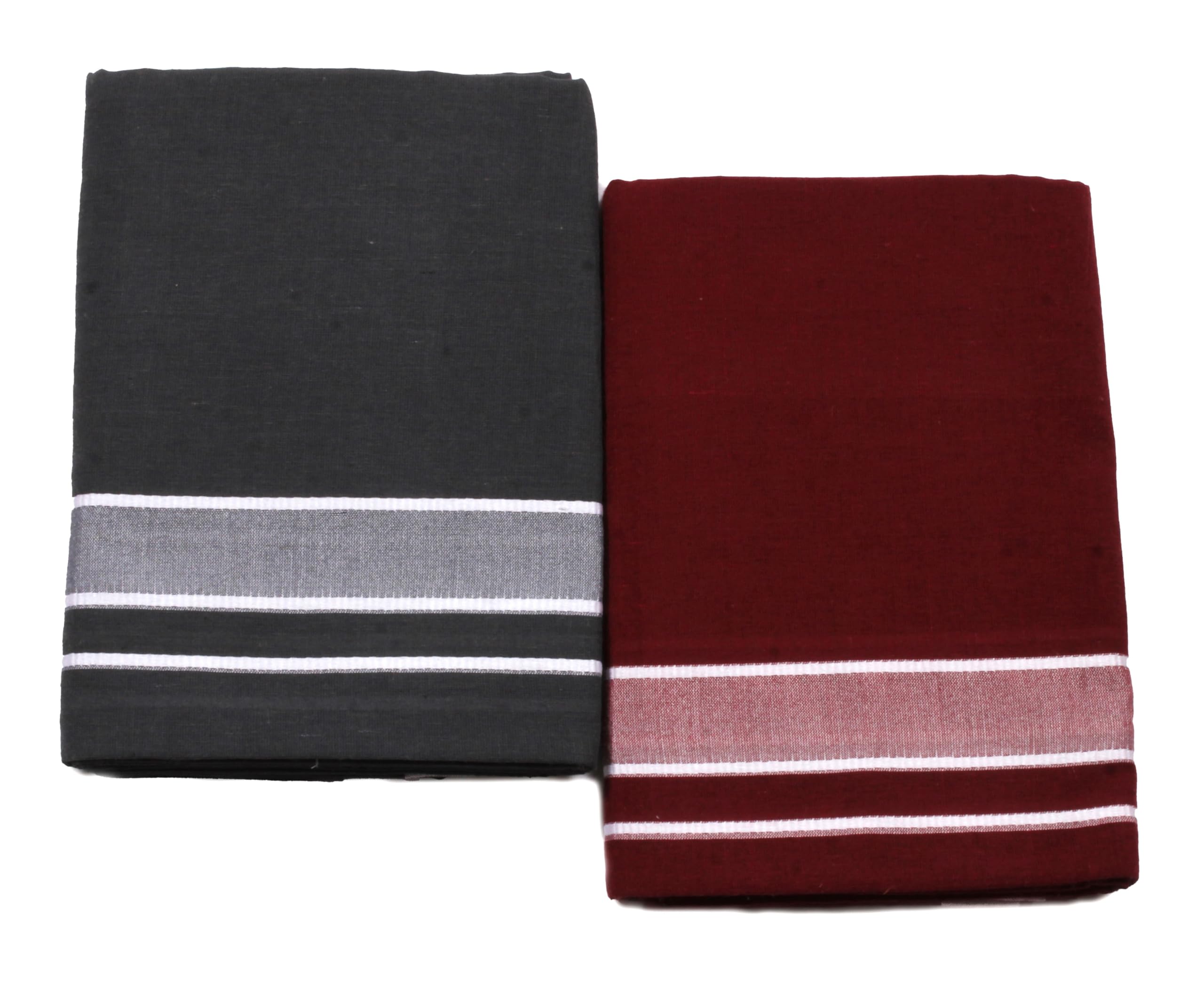 Sharan Elegance Cotton Men's Kerala Style Cotton Dhoti Single size -1.9 meters Set 2-picture-25