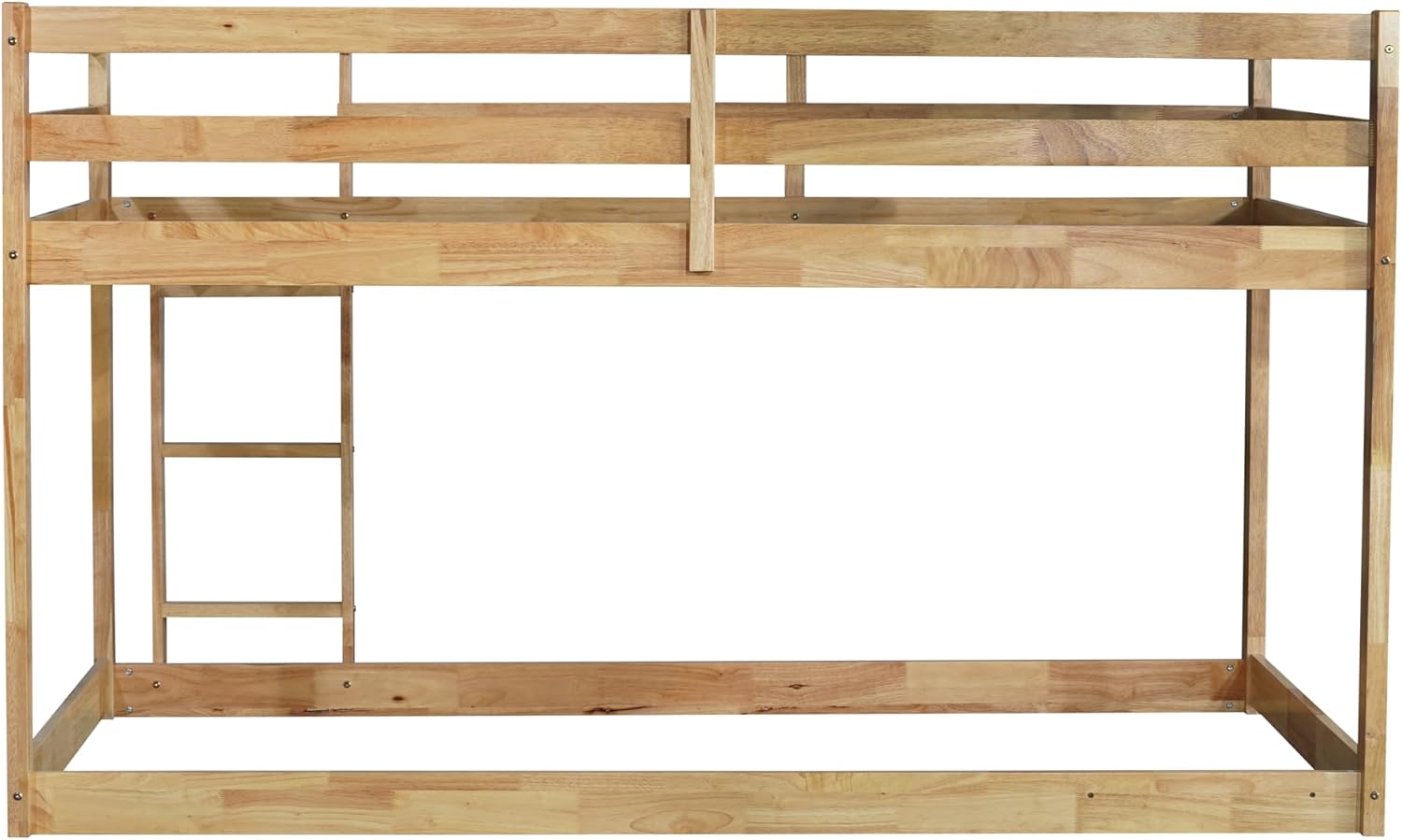 Twin Over Twin Wood Bunk Bed Frame with Ladder & Safety Guard Rails for Kids,Boy,Girl Bedroom,Space Saving Design & No Box Spring Needed,Easy to Assemble, Natural