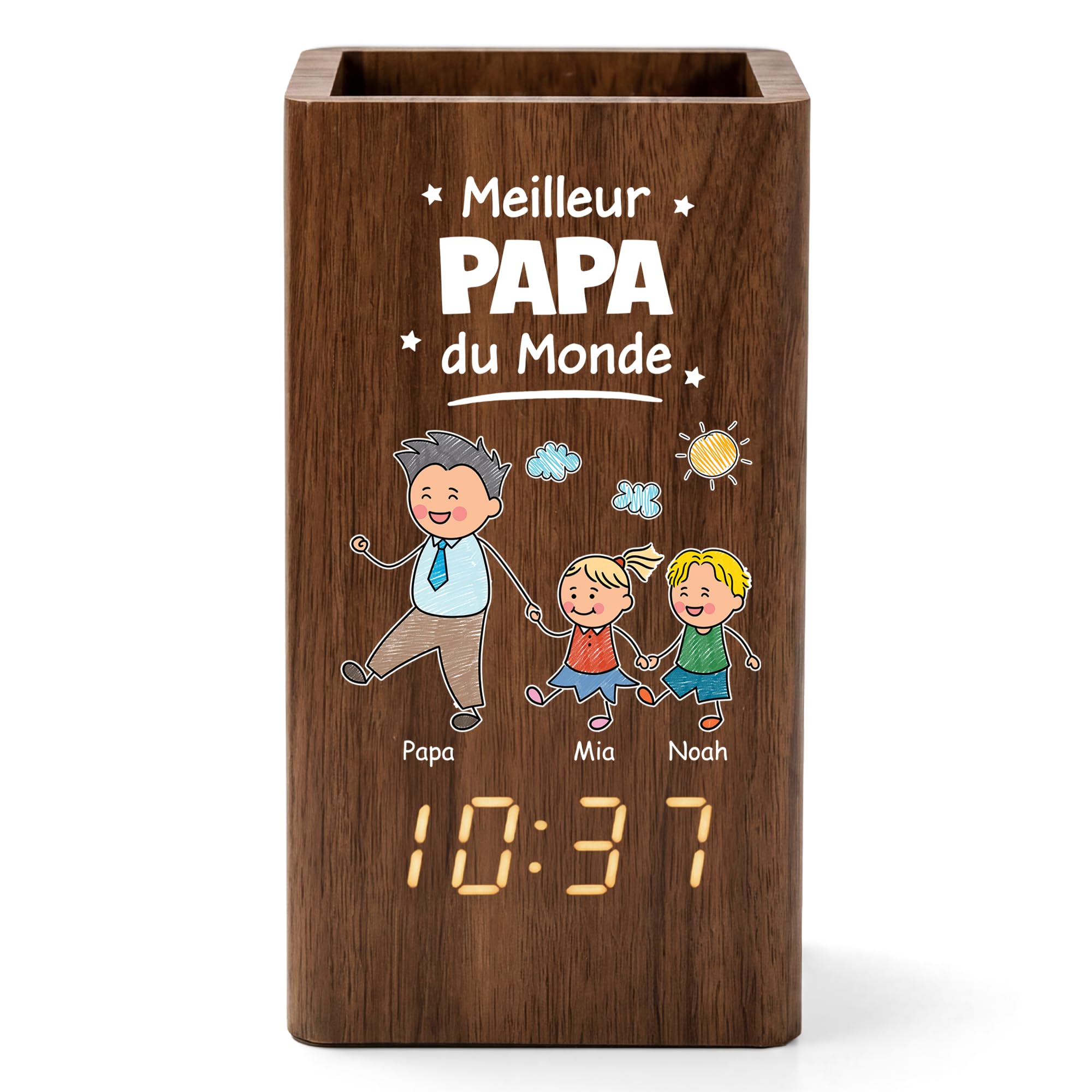 Porte-stylo bureau personnalisé avec horloge numérique pour le travail à la maison