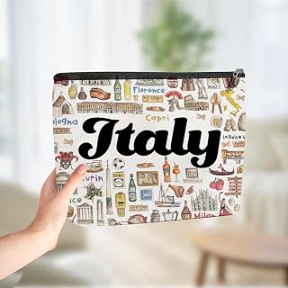 Italy Cosmetic Bag Makeup Bag Italy Travel Souvenir Merch Vacation Christmas Mothers Day Birthday Gifts for Women Girls Friend Sister Mom Traveller Girls Trip Gifts Favors
