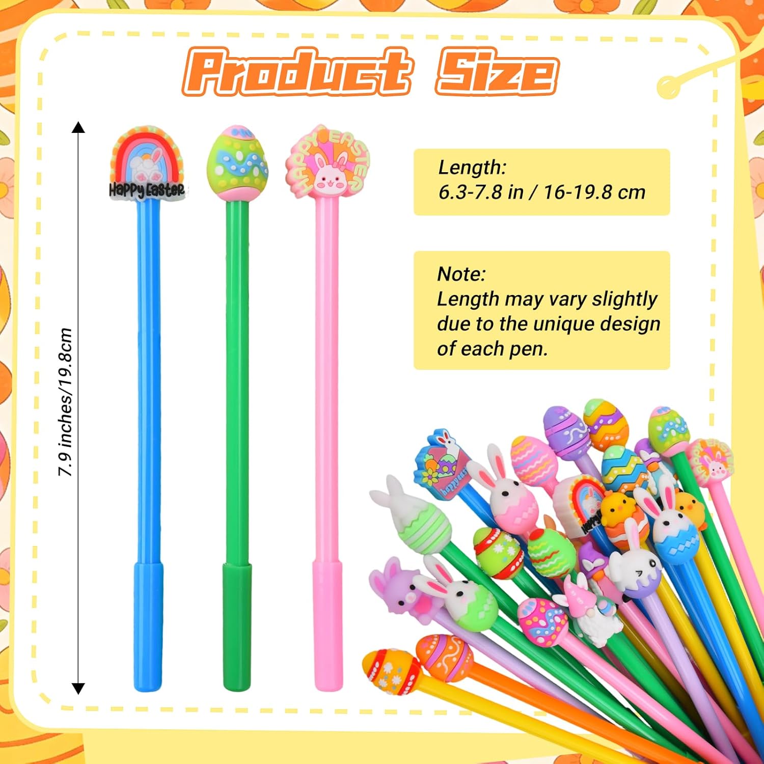 Easter Party Favor Easter Pens Bulk Cute Fun Kawaii Easter Eggs Rabbit Chicken Shape Gel Ink Pens for School Office Home and Birthday Pen (Easter, 24)