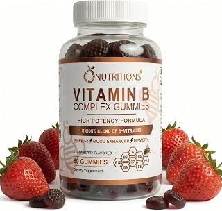 O NUTRITIONS Vitamin B Complex Gummies for Women & Men – High Potency B12 (833% DV) & Biotin – Energy, Mood & Metabolism Support – Vegan Strawberry Gummy Vitamins – 60 Gummies, 2-Month Supply