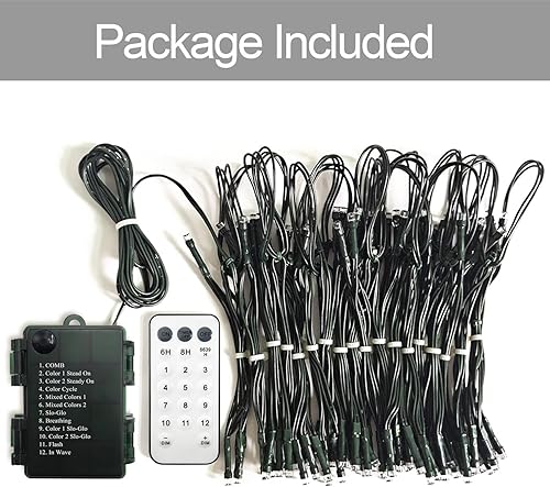 Miniatura 8 de Luces de carámbano de Navidad para exteriores, 10 pies, batería que cambia de color, 102 luces LED con temporizador de 18 gotas, impermeable,
