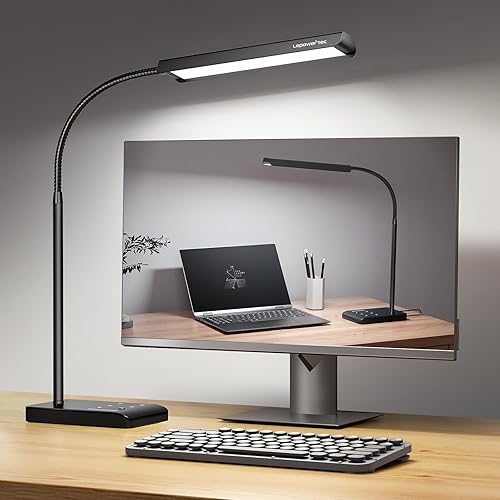 Miniatura 10 de Lámpara de escritorio LED, lámpara de escritorio de lectura de 12 W para oficina y hogar con 60 modos de iluminación, control táctil y función de